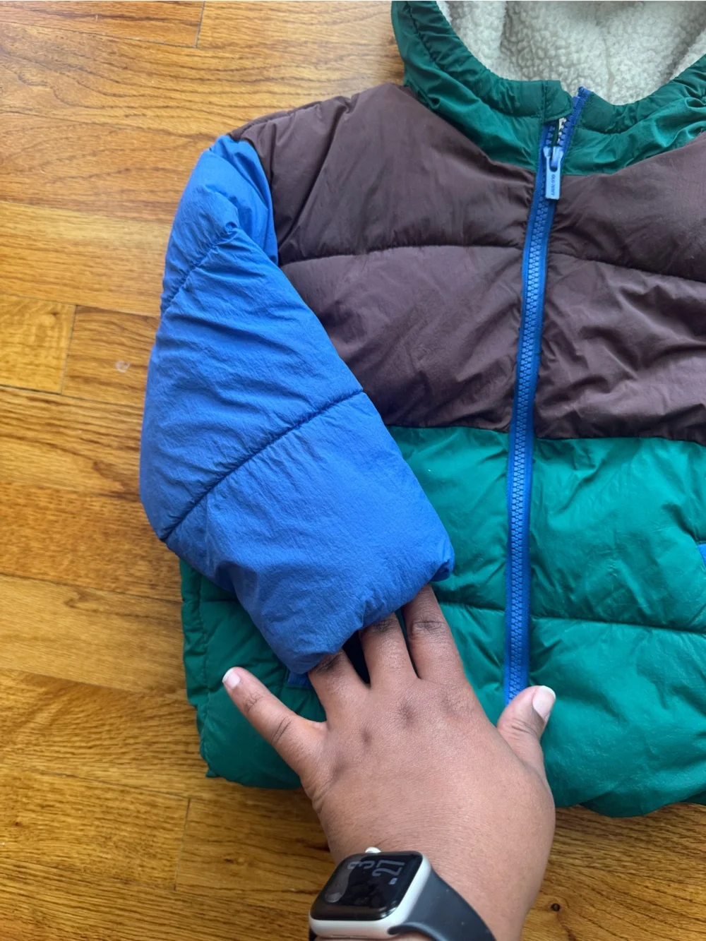 Old Navy Coat Sherpa Fleece Lined Puffer Colorblock
